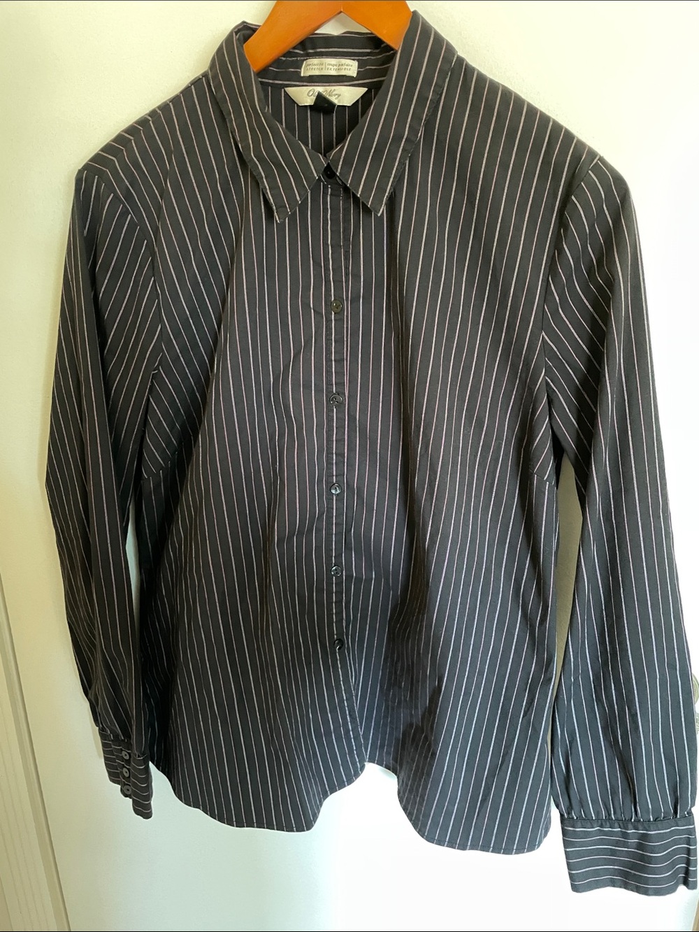 Vintage Old Navy Black Shirt with White Pinstripes